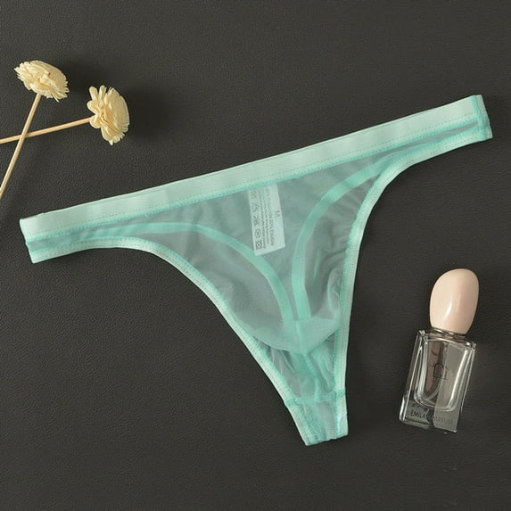MITCOWBOYS Mens Thong, Mens Ransparent Thong Thin Mesh Sexy Underwear Fun, Mens Underwear, Mens Shorts, Light Blue Xl