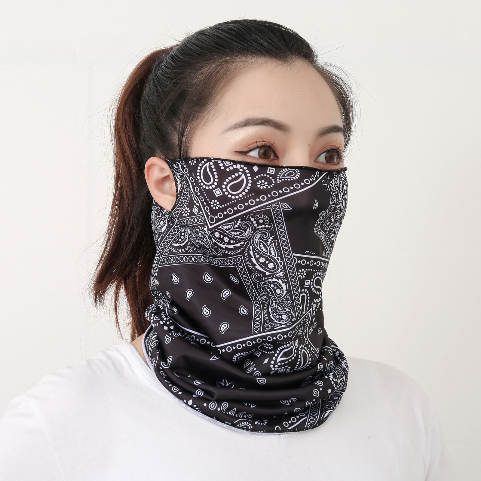 TALONITE Cooling Neck Gaiter With Ear Loops – UPF 50 Sun Mask For Cycling, Fishing, Summer Outdoor Activities