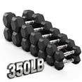 thumbnail image 1 of MITONOS 150/350 Dumbbell Sets with Rack, Rubber Hex Dumbbells, Free Weight set for Home Gym, Hand Weights with Chrome Handle for Strength Training, 1 of 7