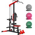 thumbnail image 1 of MITONOS 3 in 1 LAT Pulldown Machine,LAT Row Cable Machine with AB Crunch and Cable Row Attachments for Home Gym,High or Low Pulley Stations with Weight Plates (Red), 1 of 9