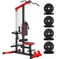 thumbnail image 1 of MITONOS 3 in 1 LAT Pulldown Machine,LAT Row Cable Machine with AB Crunch and Cable Row Attachments for Home Gym,High or Low Pulley Stations with Weight Plates (Red), 1 of 9