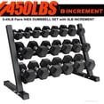 thumbnail image 1 of MITONOS 450lbs Dumbbell Sets with Rack, Rubber Hex Dumbbells, Free Weight set for Home Gym, Hand Weights with Chrome Handle for Strength Training, 1 of 10