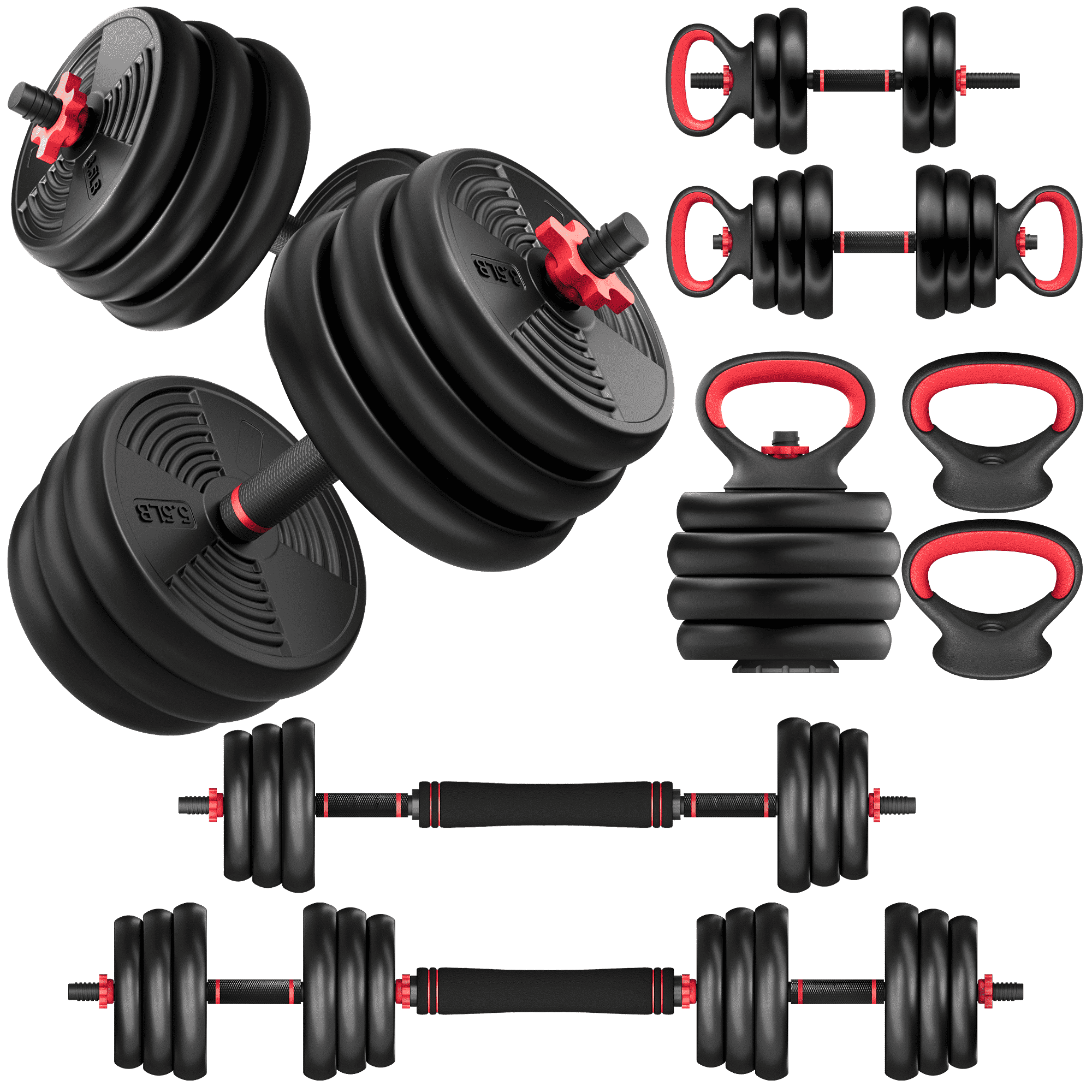 MITONOS Adjustable Dumbbells, 55/77/94 LBS Free Weight Dumbbells Set,4 In 1 Multi-Functional Dumbbell Set Used as Barbell, Kettlebells, Push Up Stand, Fitness Exercise for Home Gym Workout