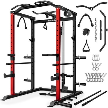 Mikolo Folding Squat Rack, 1000lbs Capacity, Cable System, Wall Mounted ...