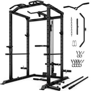 MITONOS 2000LBS Power Cage, Multi‑Function Squat Power Rack with LAT Pulldown, Pull‑Up Bar & Cable Pulley System for Home Gym