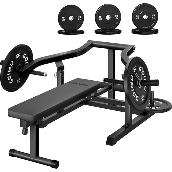MITONOS Chest Press Machine,Weight Bench Press Machine with Independent Converging Arms,Adjustable Flat Incline Bench Press for Chest,AB Workout Home Gym Equipment(BLACK)
