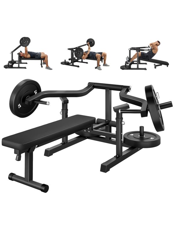 Chest Press Machine,Weight Bench Press Machine with Independent Converging Arms,Adjustable Flat Incline Bench Press for Chest,AB Workout Home Gym Equipment(BLACK)