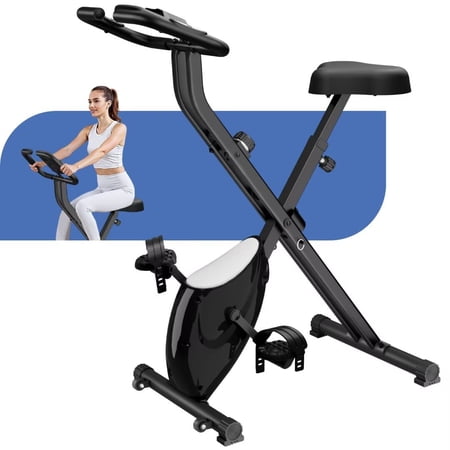 MITONOS Foldable Exercise Bike, 3 In 1 Easy Upright Folding Bike for Home, Indoor Adjustable Stationary Bike with 16-Level Magnetic Resistance for Fitness and Recovery