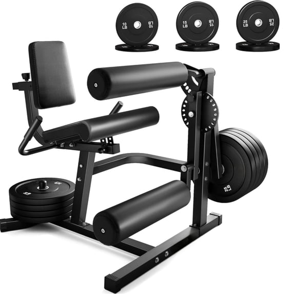 MITONOS Leg Extension and Curl Machine,4 in 1 Lower Body Workout Machine,Adjustable Leg Curl Machine with,Leg Extension Machine with Exercise Bench,Home Gym Weight Machine with 100lb Plates