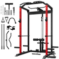 thumbnail image 1 of MITONOS Multi-Functional Squat Rack with LAT Pulldown System Exercise Power Cages with Weight Bench, Metal Red, 1 of 1