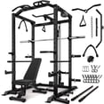 thumbnail image 1 of MITONOS 2000LBS Power Cage, Multi‑Function Squat Power Rack with LAT Pulldown, Pull‑Up Bar & Cable Pulley System for Home Gym, 1 of 11