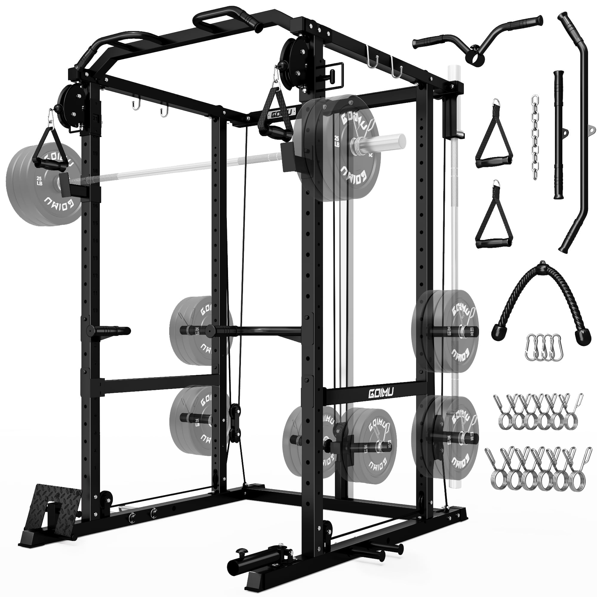 GOIMU R1-V4 Power Cage Rack – 2000LB Capacity With Cable Crossover & Lat Pulldown, Home Gym