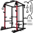 thumbnail image 1 of MITONOS Power Cage, 2000LB Squat Rack with Cable Crossover System, Multi-Function Weight Cage, Home Gym Workout Machine with More Training Attachments, RD, 1 of 9