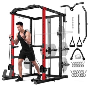 MITONOS Power Cage,2000LB Squat Rack with Cable Crossover System,Multi-Function Weight Cage,Home Gym Workout Machine with More Training Attachments,RD