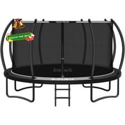 MITONOS Recreational Trampoline 12FT 14FT, Outdoor Trampoline with Ladder & Enclosure, AntiRust Coating Trampoline for Outdoor