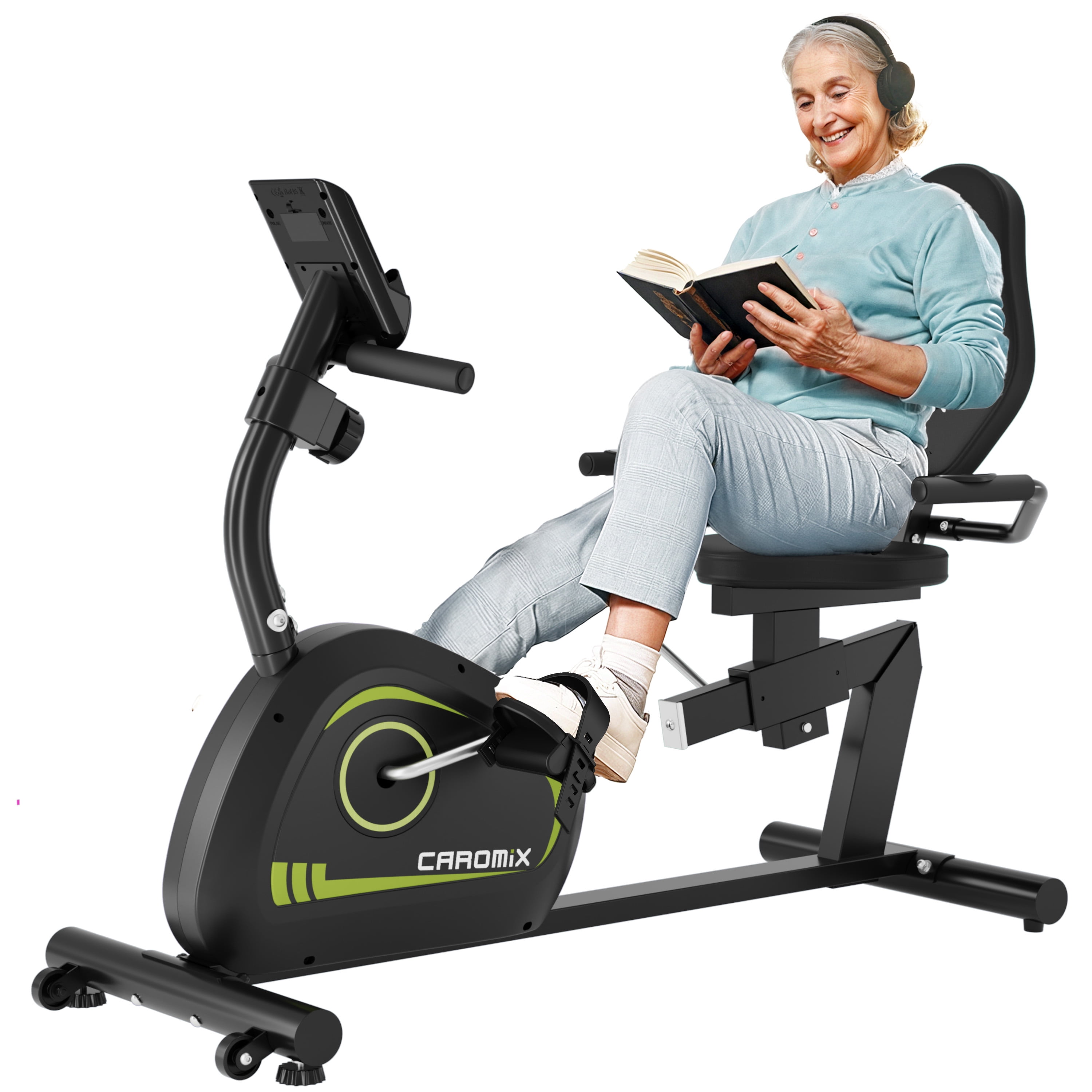 MITONOS Recumbent Exercise Bike for Adults Seniors, Stationary Bike with Heart Rate Monitor and Large Seat, Magnetic Resistance Cycling Bike for Home