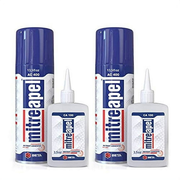 MITREAPEL CA Glue and Activator 2-Pack Kit, 3.5oz & 13.5fl oz Instant Bond Super Glue for Woodworking, Plastic and DIY Crafts with Microtips