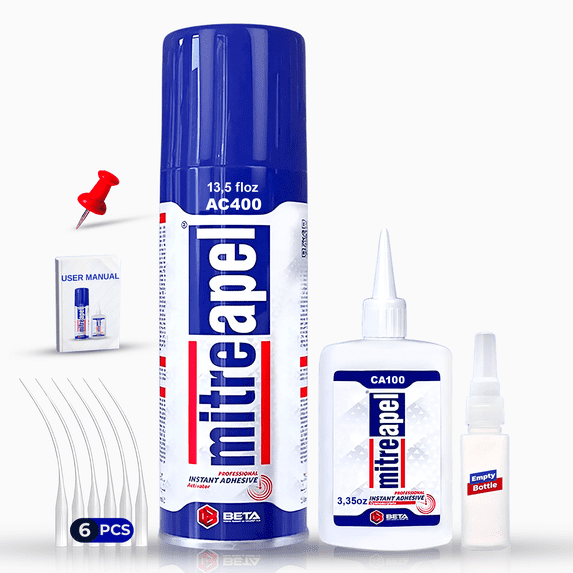 MITREAPEL CA Glue, Includes Activator, Instant Bond Professional Cyanoacrylate Adhesive,3.35 oz-13.50fl oz Renewed Set