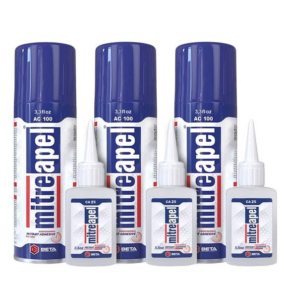 MITREAPEL Super CA Glue with Activator (3 x 0.80 oz -3 x 3.30 fl oz) Fast Bonding Adhesive for DIY, 3D Plastic, Wood & Crafts3 Pack
