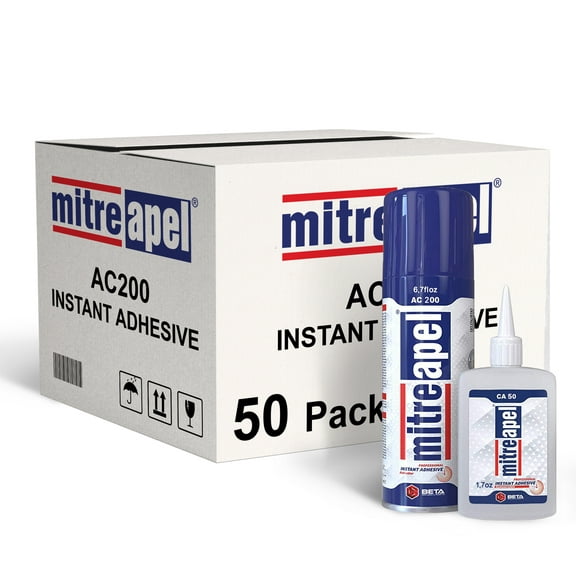 MITREAPEL Super CA Glue with Activator (50 x 1.7 oz - 50 x 6.7 fl oz)) - 50 Pack