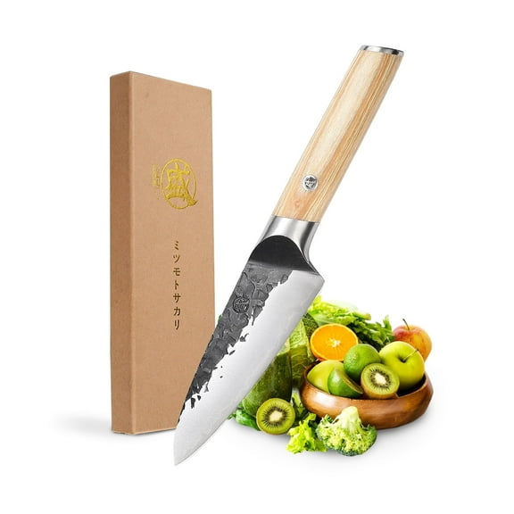 MITSUMOTO SAKARI 4.5 inch Japanese Kitchen Paring Knife, Professional Hand Forged Kitchen Small Fruit Knife