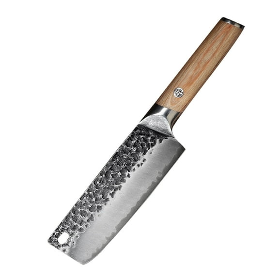 MITSUMOTO SAKARI 7 inch Japanese Nakiri Chef Knife, Professional Hand Forged Vegetable Kitchen Knife