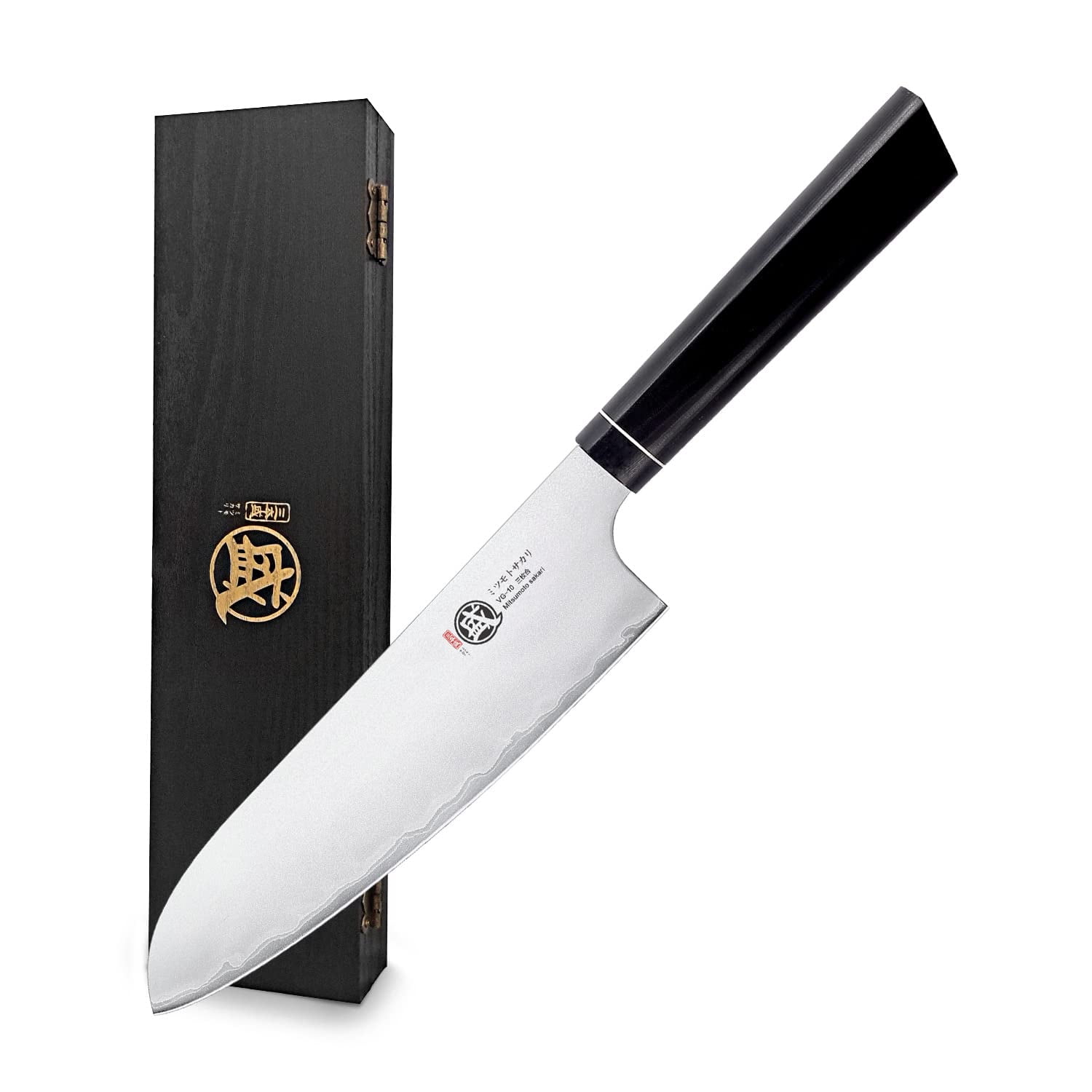 MITSUMOTO SAKARI 7 inch Japanese Santoku Cooking Knife, Hand Forged Kitchen Meat Knife