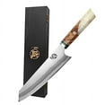 thumbnail image 1 of MITSUMOTO SAKARI 8 inch Japanese Kiritsuke Chef Knife (White Pomegranate Handle & Gift Box), 1 of 10