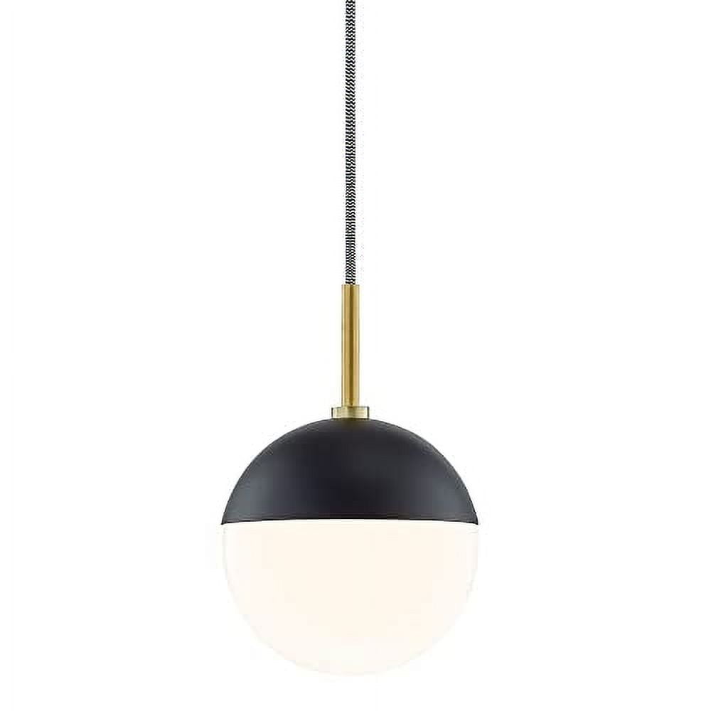 MITZI HUDSON VALLEY LIGHTING H344701-AGB/BK Renee Pendants, 1-light, 60W, Aged Brass/Black Finish, Opal Glossy Glass (19.75''W x 10''H)