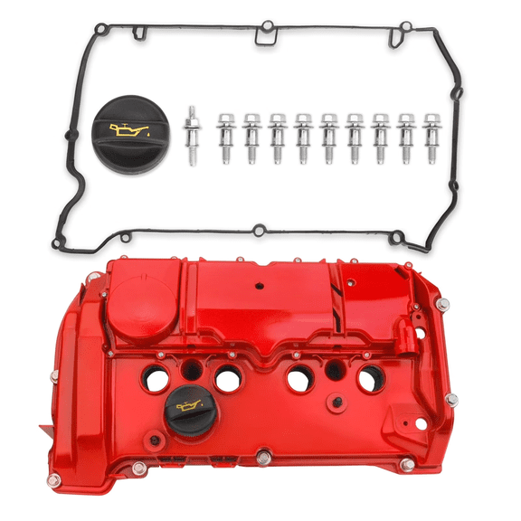 MITZONE N18B16A Aluminum Engine Valve Cover Kit Custom Color Compatible with Mini Cooper S Hatchback Roadster Countryman Paceman Clubman Convertible Coupe R55 R56 R57 R58 R59 R60 R61 Red 2011-2016
