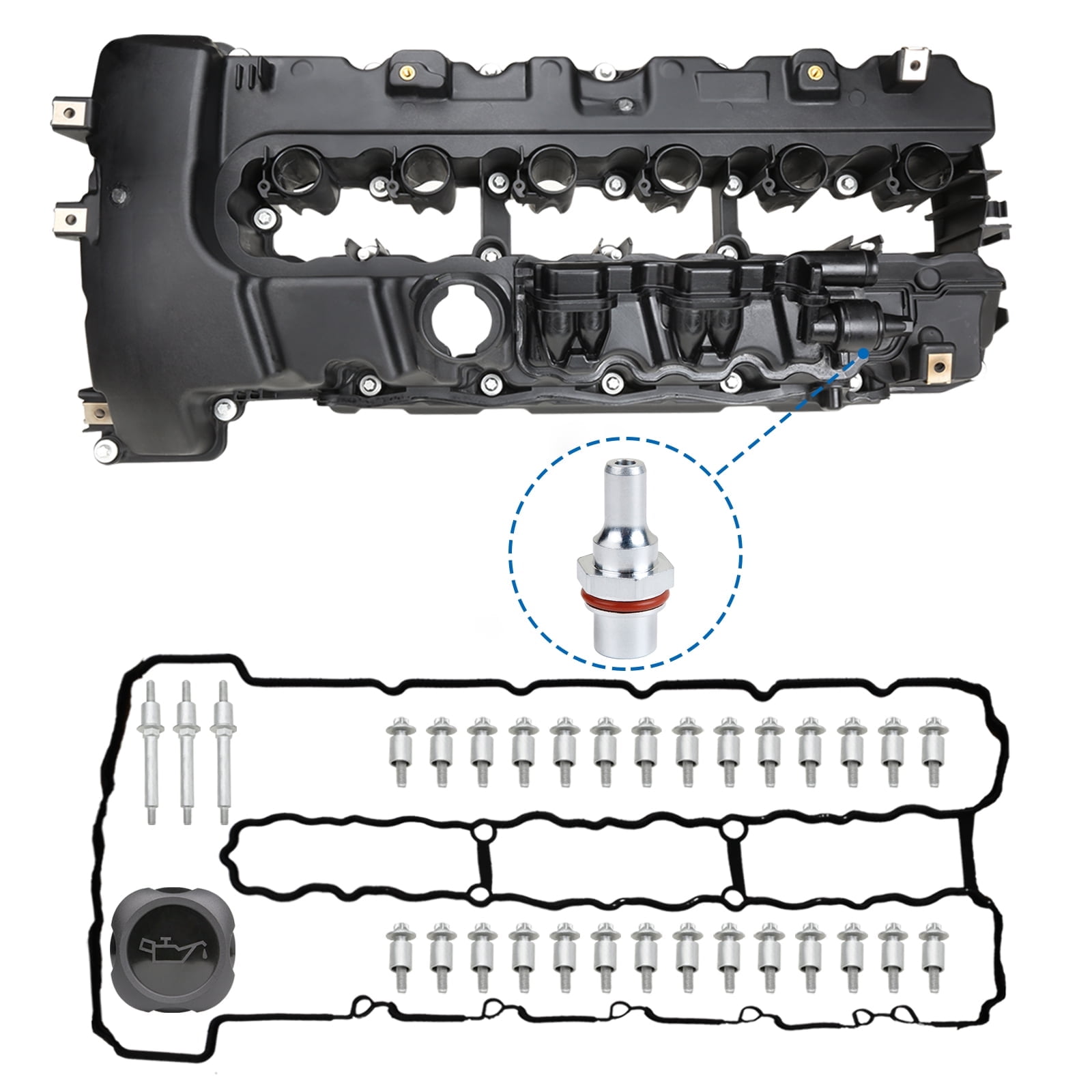 MITZONE N54 Upgraded Valve Cover with Gasket & PCV Compatible with BMW ...