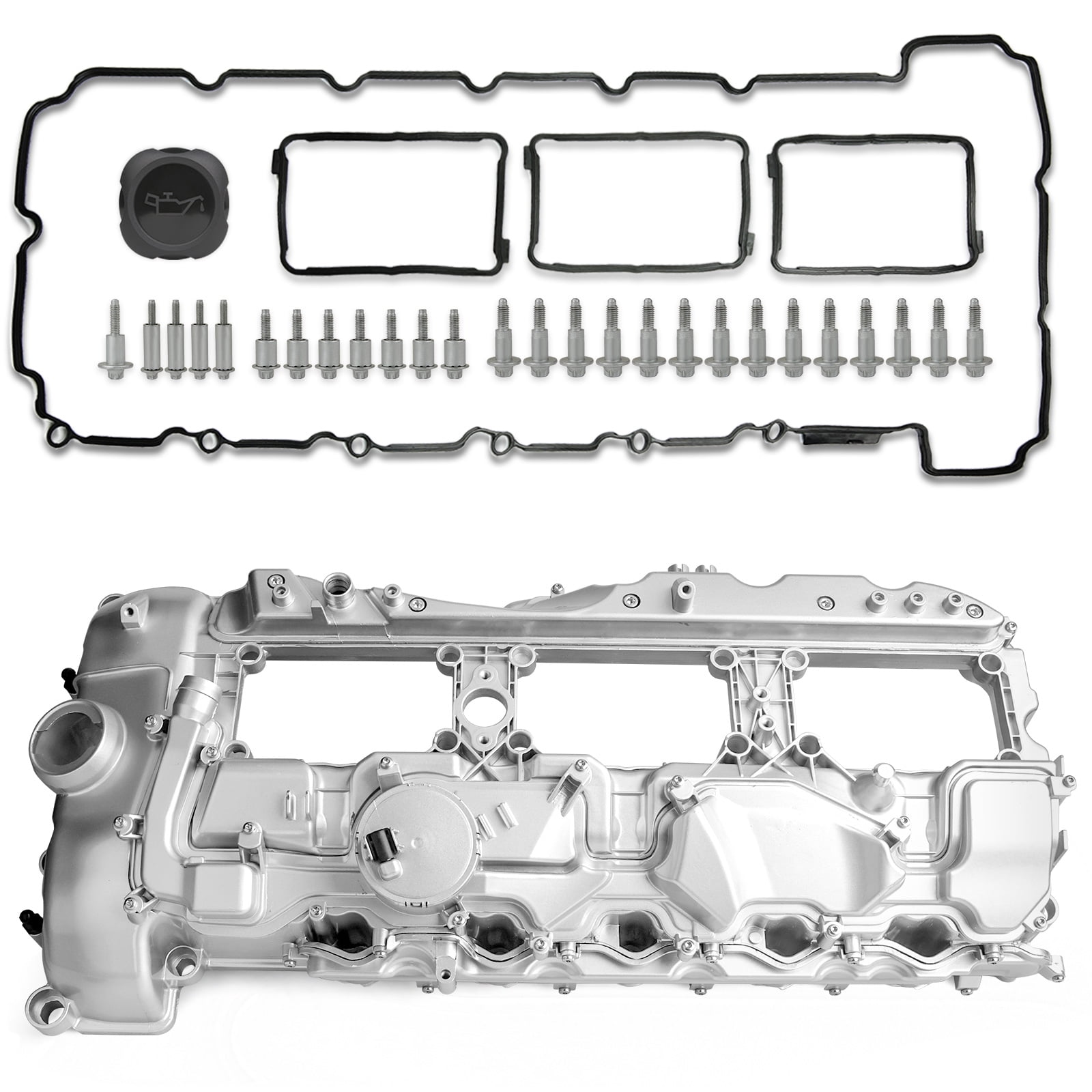 MITZONE Upgrade Performance All Aluminum N55 Valve Cover Kit Compatible with BMW 135i 135is 335i 435i 530i 535i 535iGT 535i 640i 740i xDrive 740Li M235i X1 X3 X4 X5 X6 3.0L 2010-2019 11127570292
