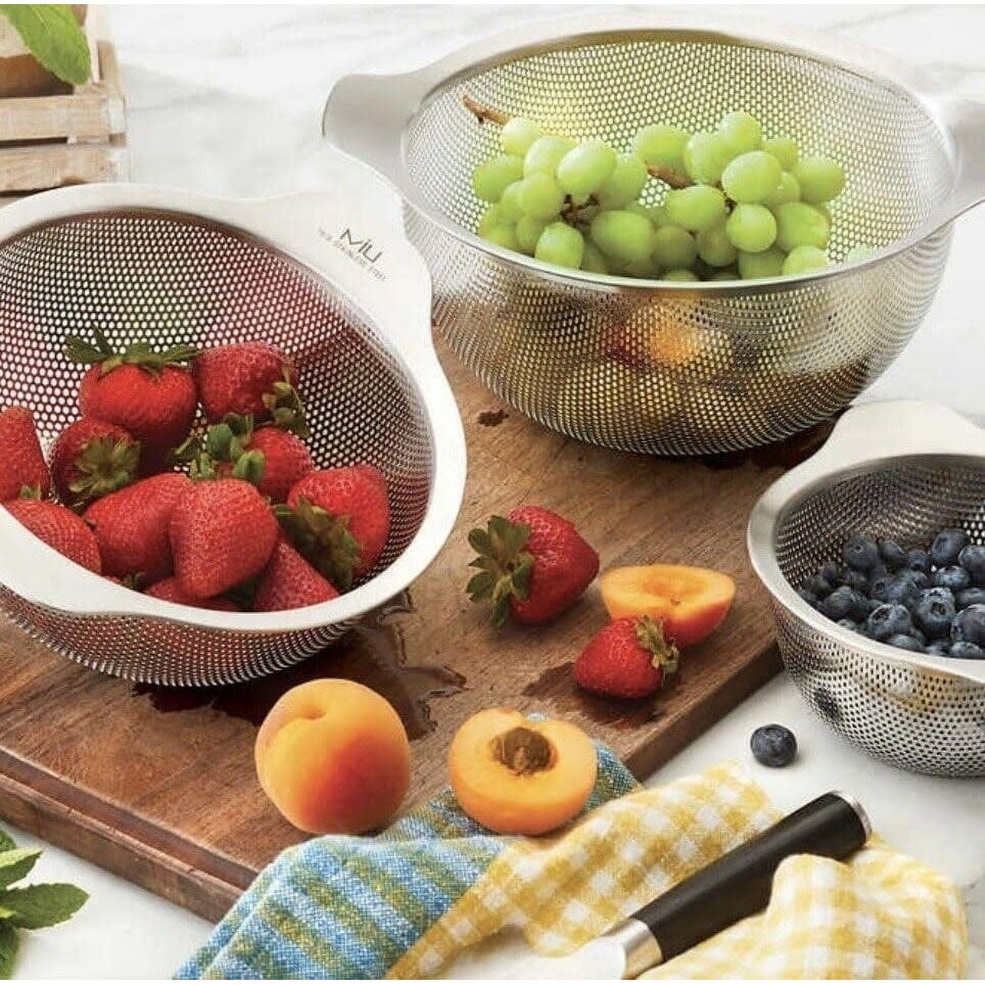MIU 3 Piece Stainless Steel Mesh Colander Set with Handles Small