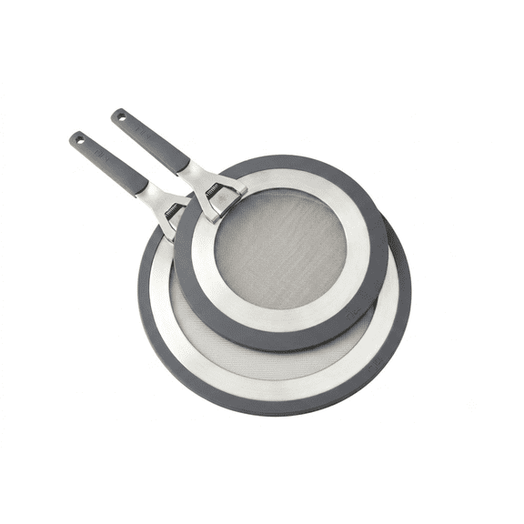 MIU Silicone Stainless Steel Dual-Material Edge Fine Mesh Core Splatter Guards with 2-Piece Set