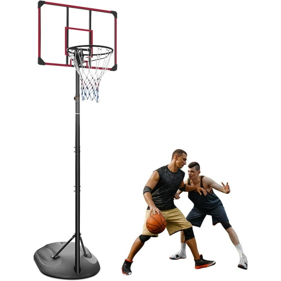 MIUDGIG 7.5-9.2ft Portable Basketball Hoop & Goals, Adjustable Height Basketball Goal System, Basketball Hoop Stand with 32Inch Shatterproof Backboard & 17" Rim for Youth/Adults, Indoor/Outdoor