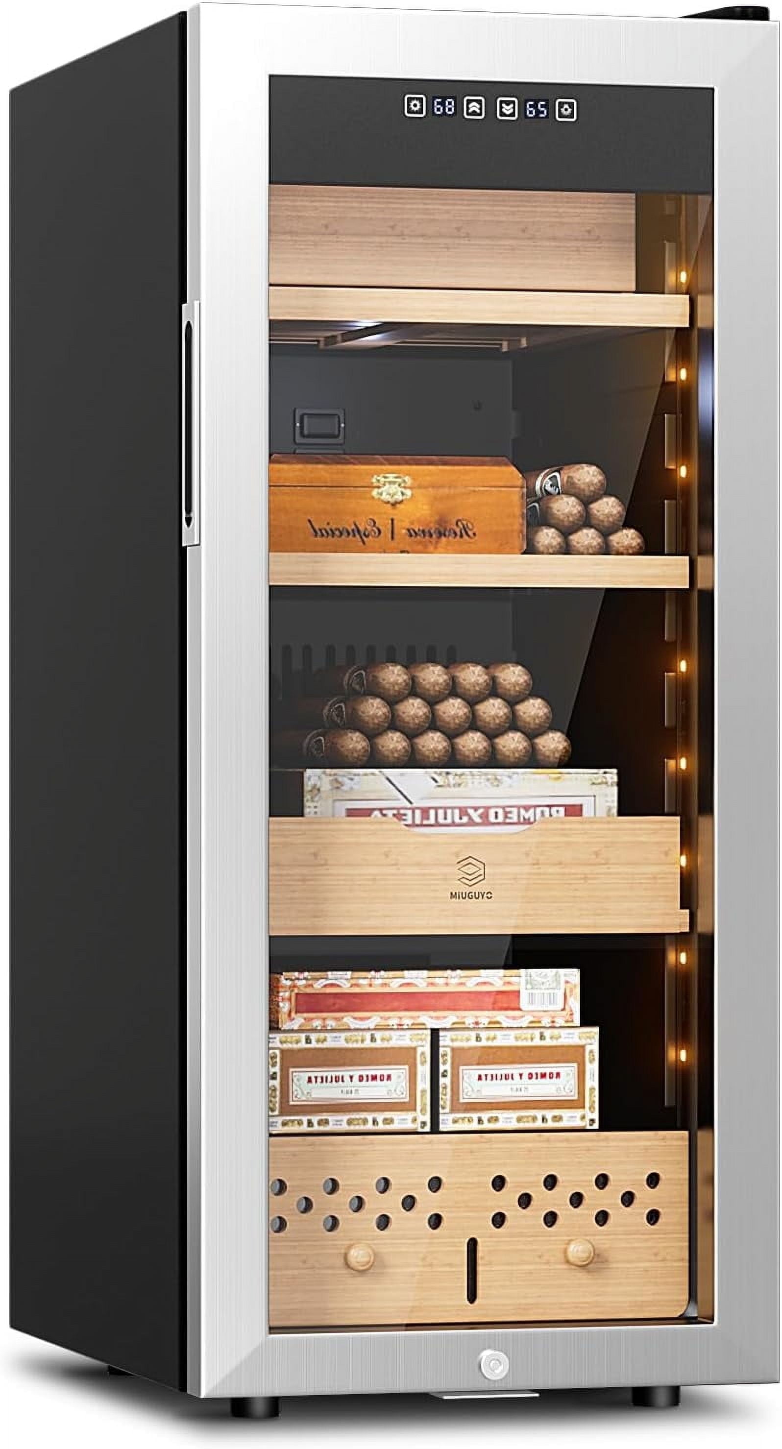 JINJUNYE 26L Electronic Humidor, 200 Cigar Cooler, Cedar Wood Shelves ...