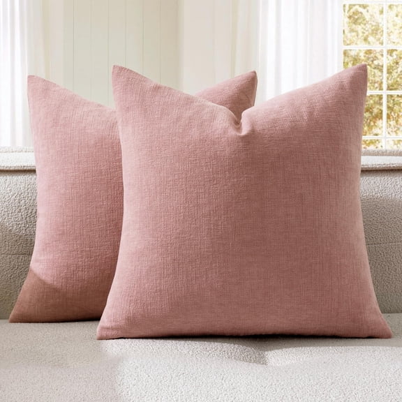 MIULEE Blush Pink Couch Pillow Covers 20x20 Inch, of 2 Soft Spring Valentine Cute Chenille Decorative Square Throw Pillow Covers Farmhouse for Sofa Living Room Bed C113