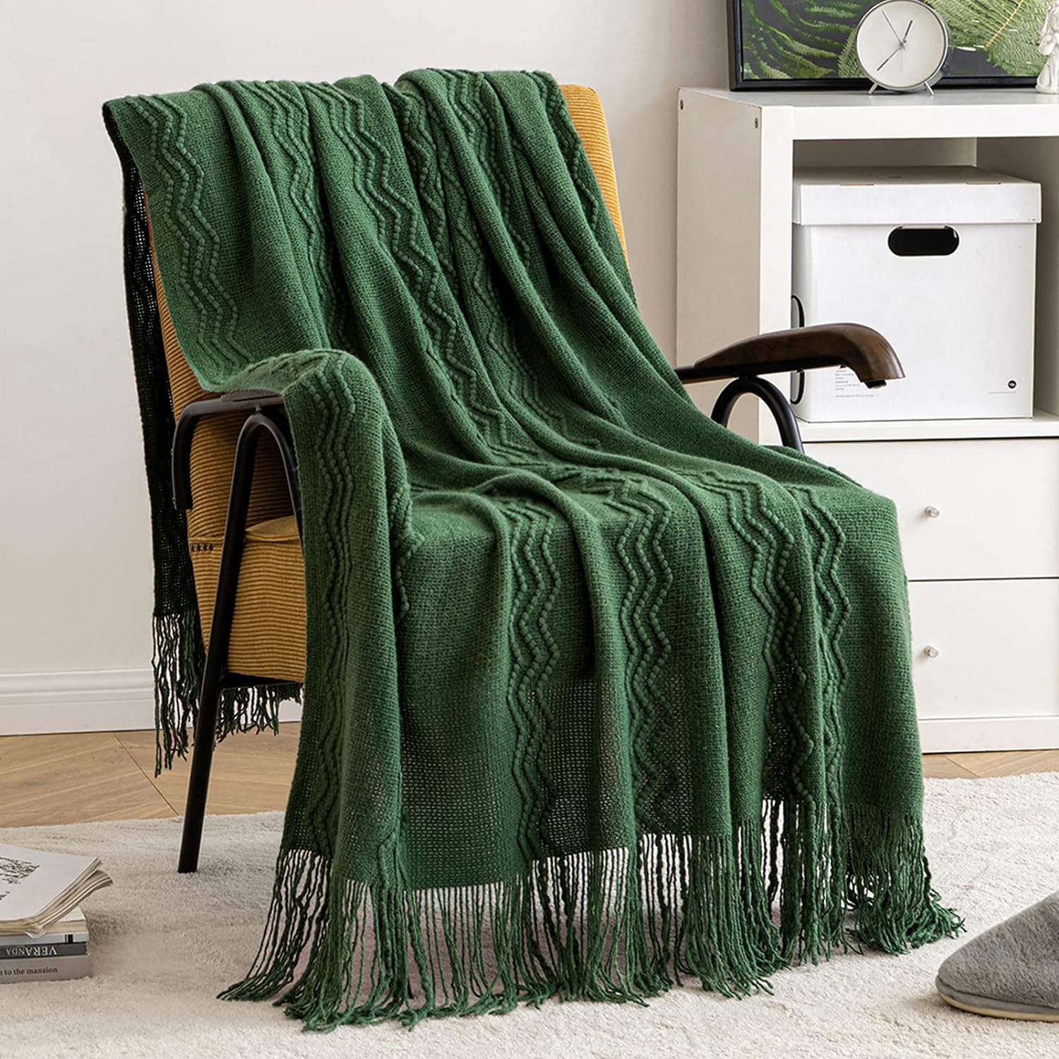 Dark green knitted throw sale