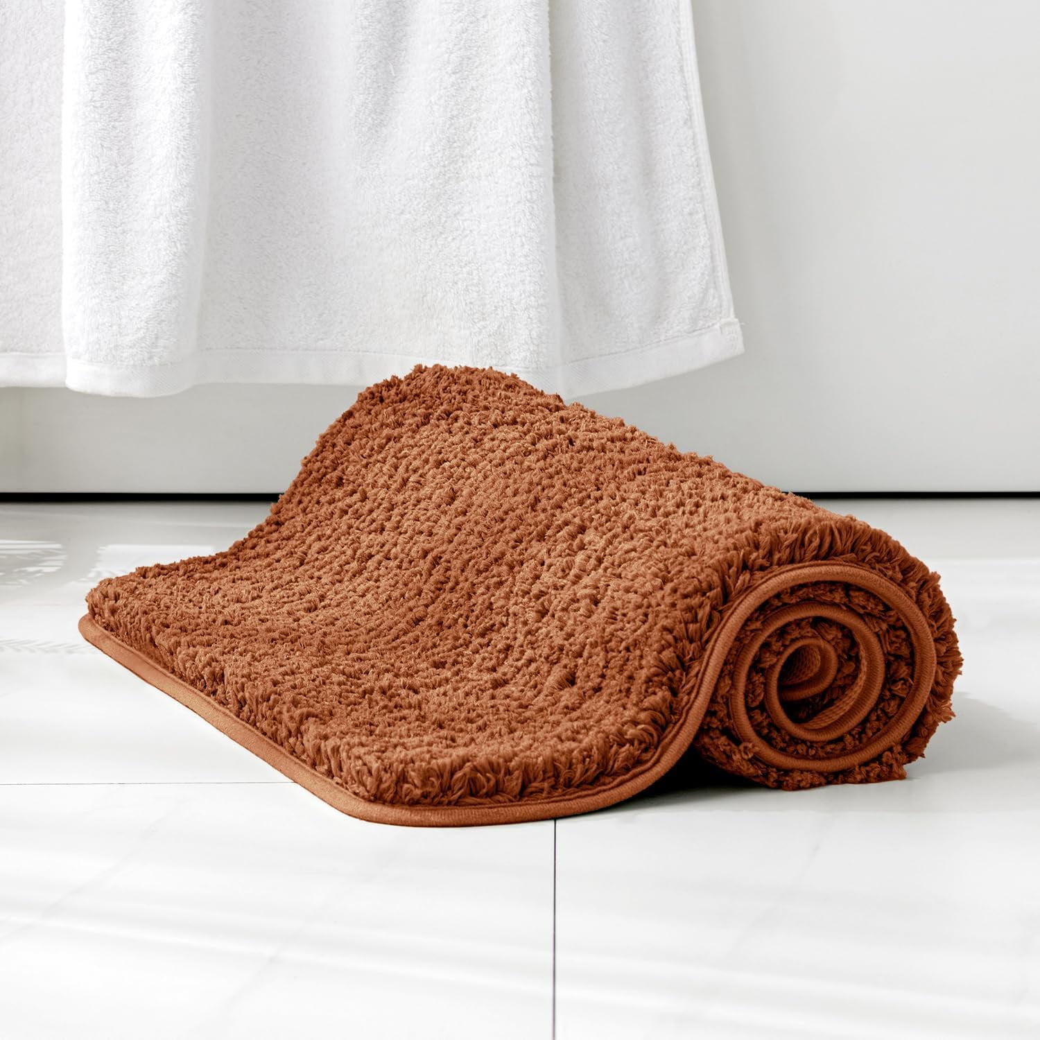 MIULEE Fall Burnt Orange Extra Thick Non Slip Bathroom Rug Shaggy Soft ...