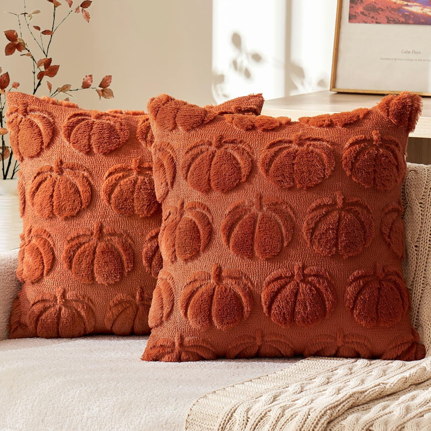 MIULEE Fall Throw Pillow Covers 20 x 20 Decorative Pumpkin Pattern