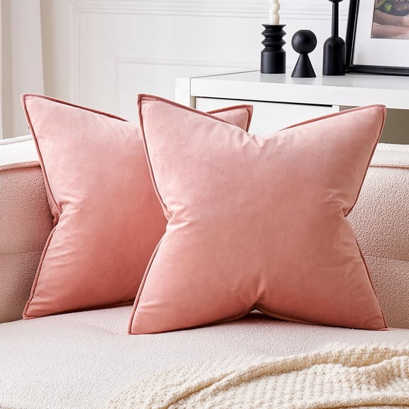 MIULEE Pack of 2 Valentines Day Decorative Velvet Throw Pillow Covers Soft Dark Pink Pillow Covers Soild Square Cushion Case for Sofa Bedroom Car 18x 18 Inch 45x 45cm C113