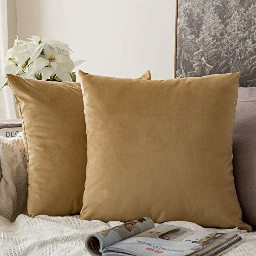 MIULEE Pack of 2 Velvet Soft Solid Decorative Square Throw Pillow