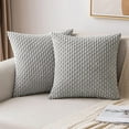 thumbnail image 1 of MIULEE Throw Pillow Covers Soft Corduroy Decorative Set of 2 Boho Striped Pillow Covers Pillowcases Farmhouse Home Decor for Couch Bed Sofa Living Room 16x16 Inch Light Grey, 1 of 12