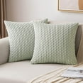 thumbnail image 1 of Throw Pillow Covers Soft Corduroy Decorative Set of 2 Boho Striped Pillow Covers Pillowcases Farmhouse Home Decor for Couch Bed Sofa Living Room Spring 24x24 Inch Light Green, 1 of 12