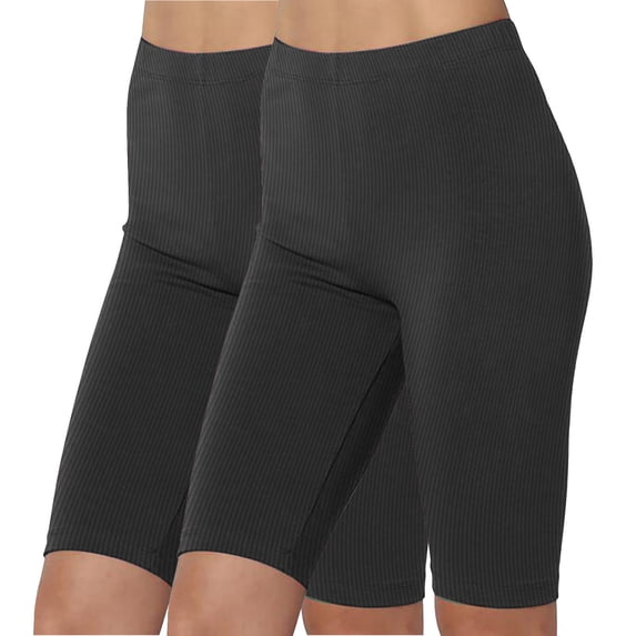MIUOWANP 2-Pack Yoga Shorts for Women Tummy Control Solid Color Lightweight Quick-Drying Sports Shorts(Black+Black) Size XL(10)