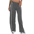thumbnail image 1 of MIUOWANP Autumn Savings Clearance High Waisted Jogger For Women Stripe Side Lightweight Wide Leg Pants Workout Sweatpants Athletic Joggers Pants Gray M, 1 of 5