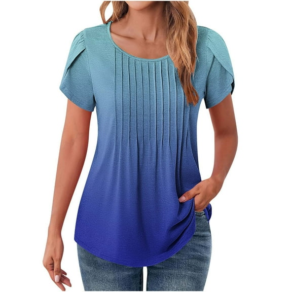 MIUOWANP Big & Tall T-shirt Loose Top Women's Summer Casual V-neck Short Sleeved T-shirt Lace Printed Top T-shirt Multicolor L