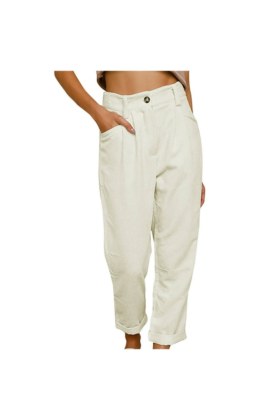 Black Pants for Women with Pockets Fashion Women Trousers Full Pants Casual Straight Solid Color Suit Pants S Beige