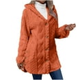 thumbnail image 1 of MIUOWANP Black and Friday Lady Jacket Women's Winter New Long Sleeved Hooded Warm Jacket Solid Color Button Plush Top Jacket Orange S, 1 of 5