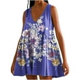 thumbnail image 1 of MIUOWANP Breathable A-Line Sleeveless V-Neck Dress for Women with Loose Pleats Daily Floral Print Casual Dress Size XXL(12)Blue, 1 of 5